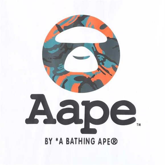 AAPE Ape Head Camouflage Letter Print Logo T-Shirt - White Short Sleeve - Picture 3 of 6